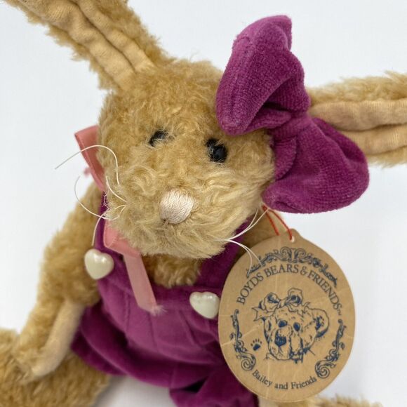 Boyds Bears & Friends Emily Babbit Jointed Rabbit Stuffed Plush Pink Overalls 8" - Picture 2 of 7